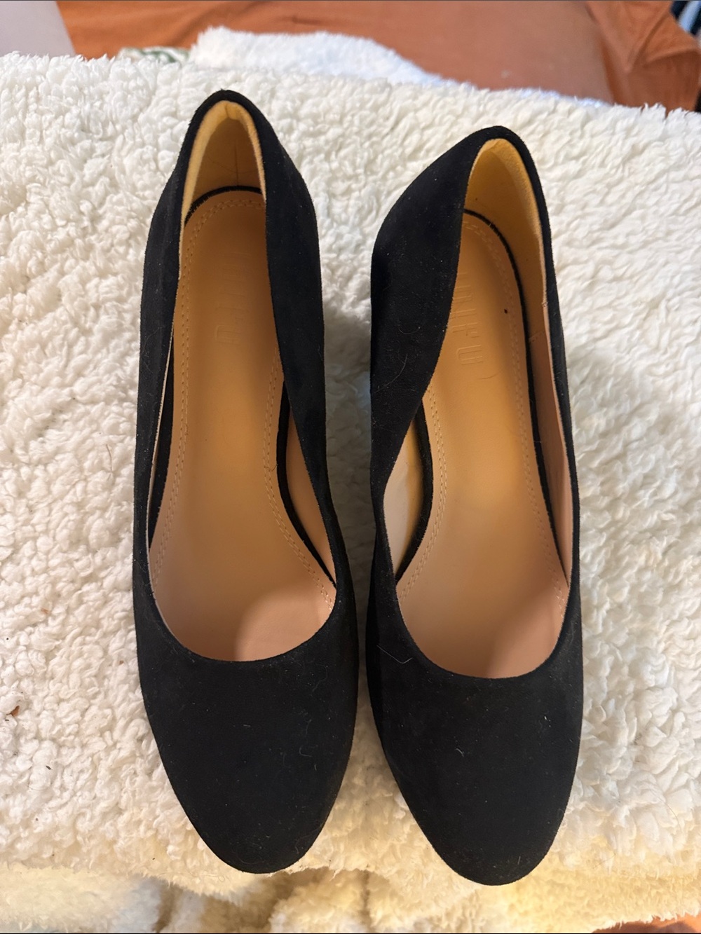 Classic Black Suede Women's Round-Toe Heels